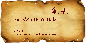 Huszárik Anikó névjegykártya